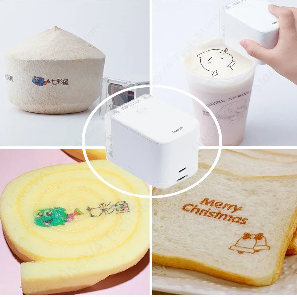Mbrush Mini Portable Pattern Printer Handheld Color Inkjet Printer Tattoo Printer Cake Macaron Coffee DIY Pattern Printing