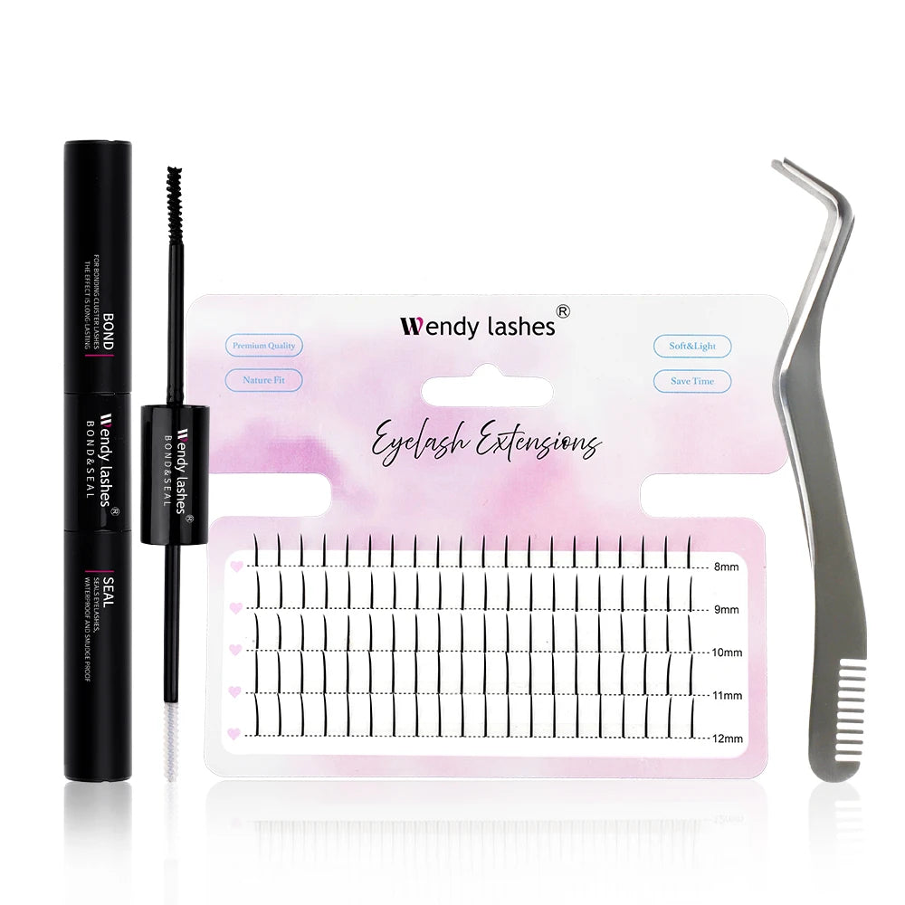 Lash Extension Kit 240pcs 30D/40D/60D/80D Bond and Seal Makeup tools DIY for gluing Lashes Gluing Glue Accessories DIY Lash KIT
