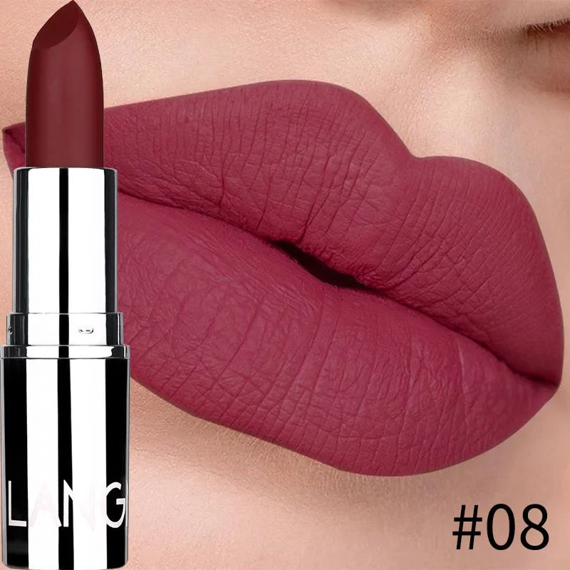 New Matte Lipstick 8 Colors Waterproof Long Lasting Velvet Sexy Non Sticky Moisturizing Solid Lipstick Lips Makeup Tools