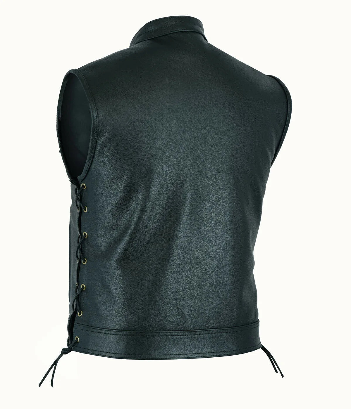 Men's Leather Vest V-neck Single Breasted Zippered Short Sleeveless Top for Men