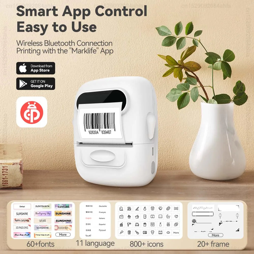 P50 Mini Portable Thermal Label Printer Similar as B1 B21 Marklife P50 E210 M110 Label Maker DIY Pattern Barcode QR Code Sticker