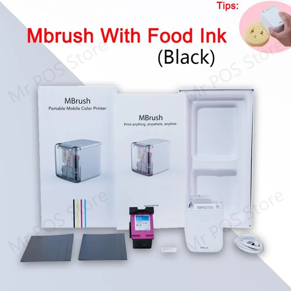 Mbrush Mini Portable Pattern Printer Handheld Color Inkjet Printer Tattoo Printer Cake Macaron Coffee DIY Pattern Printing