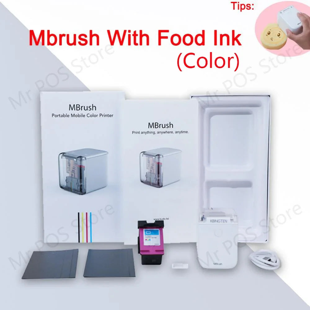 Mbrush Mini Portable Pattern Printer Handheld Color Inkjet Printer Tattoo Printer Cake Macaron Coffee DIY Pattern Printing