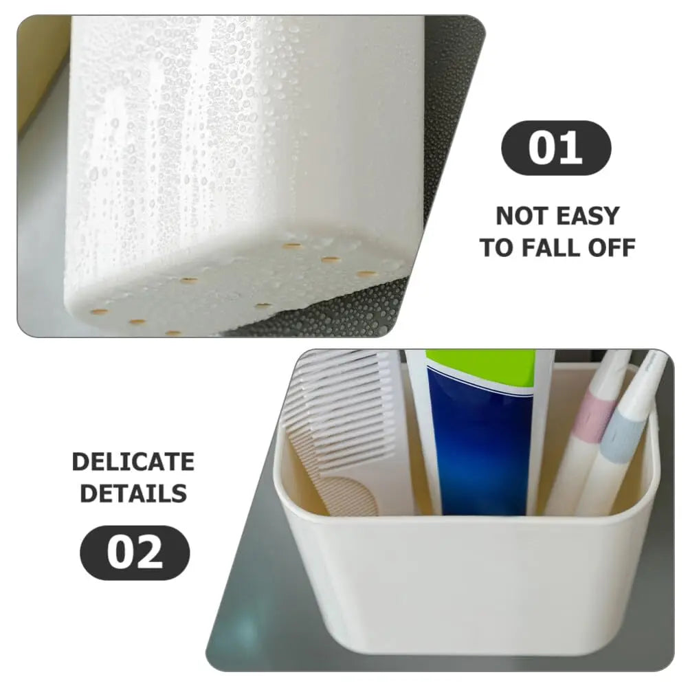 Bathroom Storage Box Wall Mounted Plastic Organizer Toothbrush Holder Makeup Tools Storage For Home Office