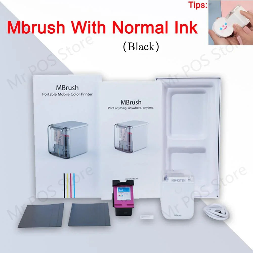 Mbrush Mini Portable Pattern Printer Handheld Color Inkjet Printer Tattoo Printer Cake Macaron Coffee DIY Pattern Printing