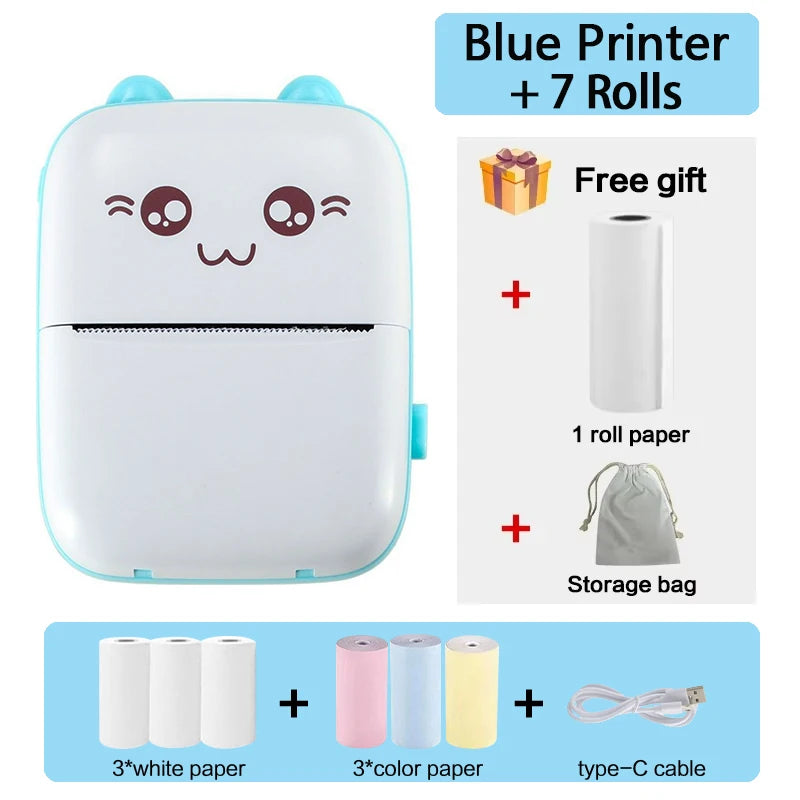 Mini 58mm Thermal Portable Printer BT Wireless 200dpi Mobile Label Photo Memo Wrong Question Printing USB Cable For Home No Ink