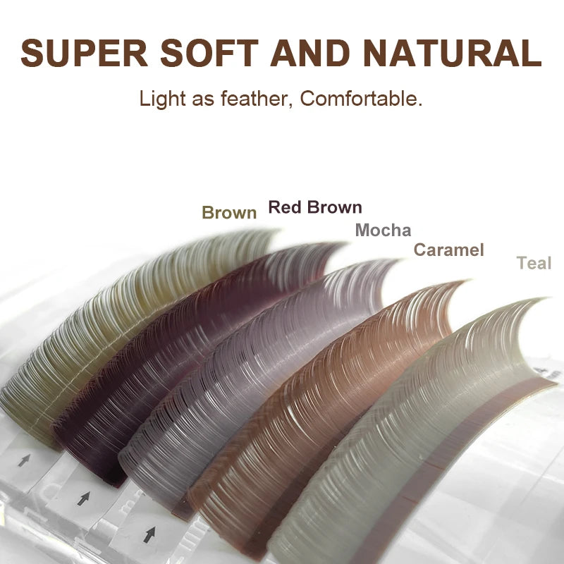 NATUHANA Caramel Colored Lashes Extension Individual Faux Mink Colour False Eyelashes Brown Teal Mocha Lashes For Makeup Tools