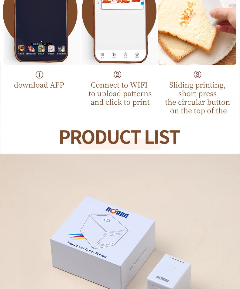 Food Coffee Printer Mobile Color Mini Handheld Printer Edible Ink Food Printing WIFI PrinCube Hand Inkjet
