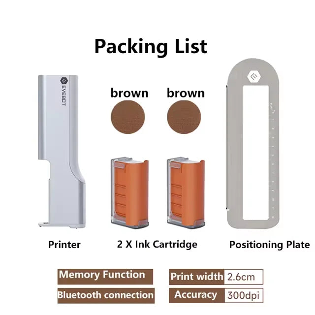 EVEBOT Handheld Food Printer PrintLab APP Print Range 26*100MM Coffee Pattern Portable Printpen DIY Custom Printing On Foodstuff