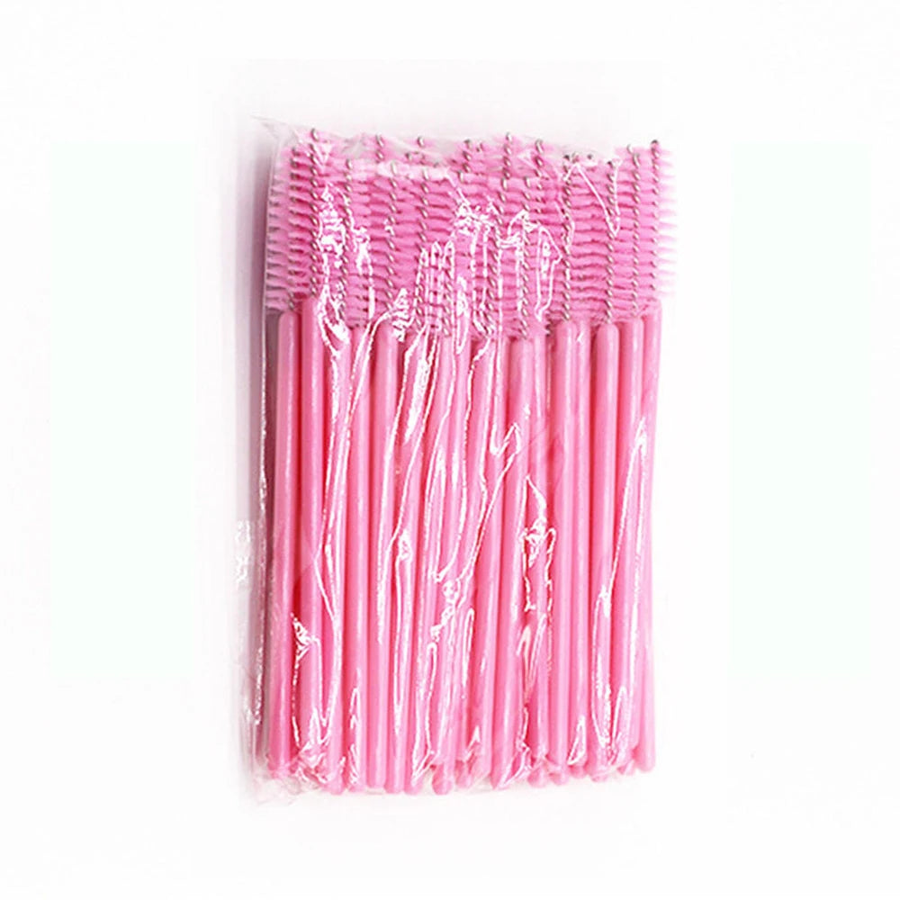 50pcs Professional Bamboo Handle Disposable Eyelash Brushes Eyebrow Extension Mascara Wands Applicator Women Female Makeup Tools