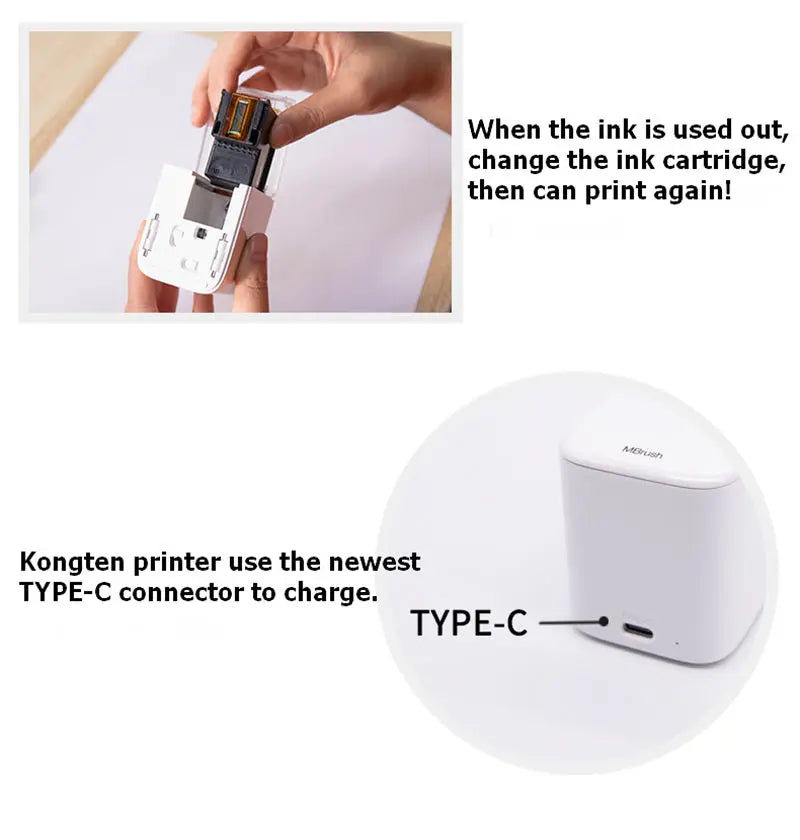 Mbrush Mini Portable Pattern Printer Handheld Color Inkjet Printer Tattoo Printer Cake Macaron Coffee DIY Pattern Printing