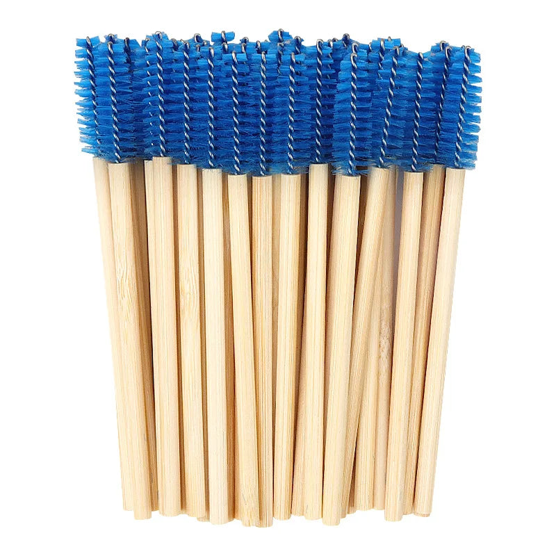 50pcs Professional Bamboo Handle Disposable Eyelash Brushes Eyebrow Extension Mascara Wands Applicator Women Female Makeup Tools