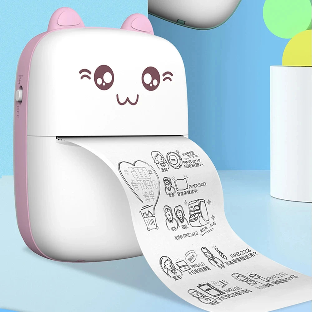 Mini 58mm Thermal Portable Printer BT Wireless 200dpi Mobile Label Photo Memo Wrong Question Printing USB Cable For Home No Ink
