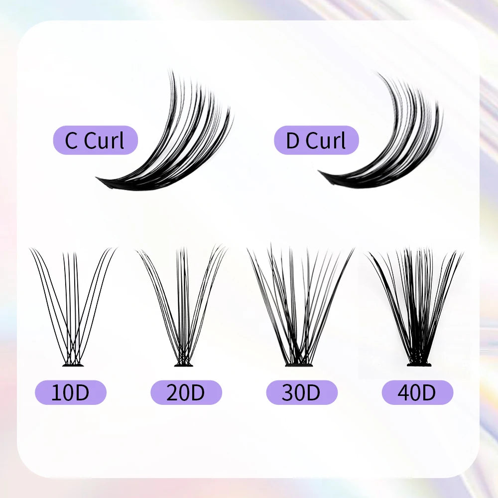 Lash Extension Kit 240pcs 30D/40D/60D/80D Bond and Seal Makeup tools DIY for gluing Lashes Gluing Glue Accessories DIY Lash KIT