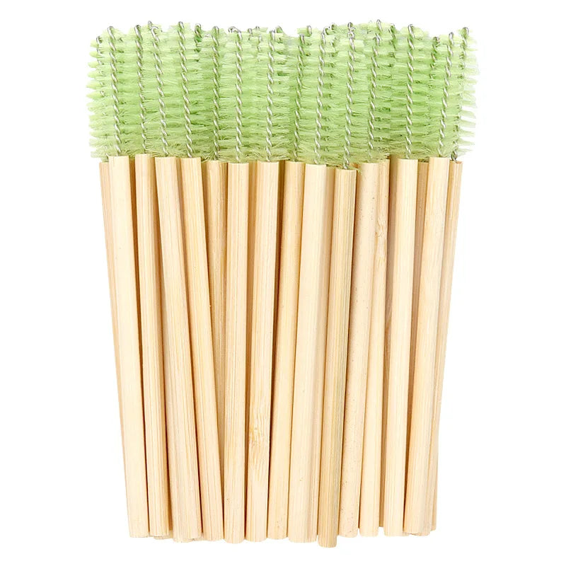 50pcs Professional Bamboo Handle Disposable Eyelash Brushes Eyebrow Extension Mascara Wands Applicator Women Female Makeup Tools