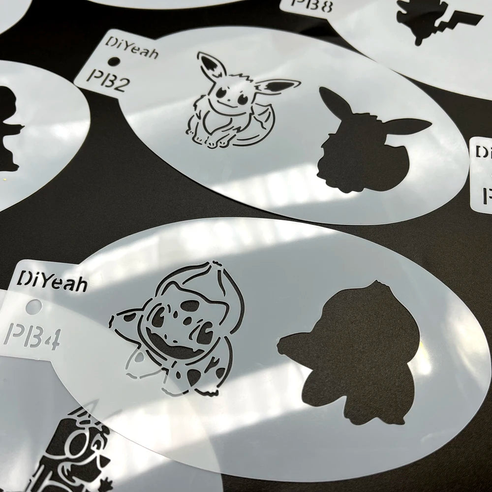 Face Painting Stencils Solid Outline Stencil Templates Professional Body Art Practice Makeup Tools Animale Rabbit Tiger 9PCS