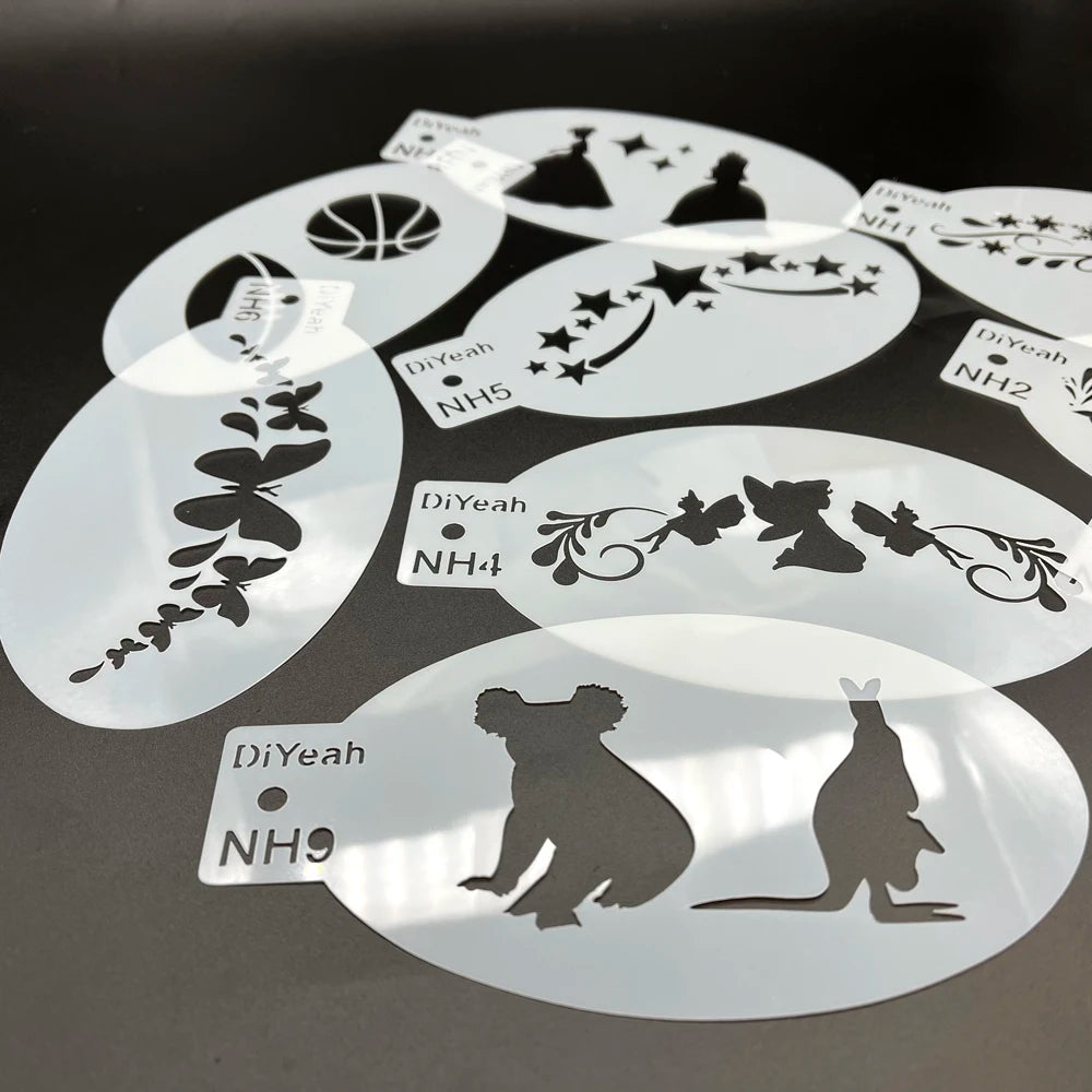 Face Painting Stencils Solid Outline Stencil Templates Professional Body Art Practice Makeup Tools Animale Rabbit Tiger 9PCS