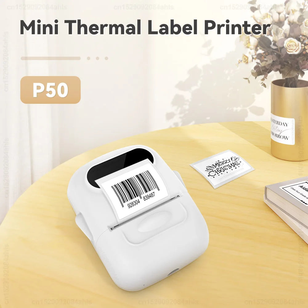 P50 Mini Portable Thermal Label Printer Similar as B1 B21 Marklife P50 E210 M110 Label Maker DIY Pattern Barcode QR Code Sticker