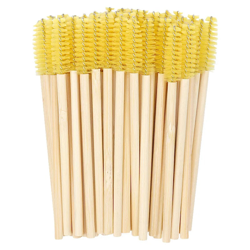 50pcs Professional Bamboo Handle Disposable Eyelash Brushes Eyebrow Extension Mascara Wands Applicator Women Female Makeup Tools