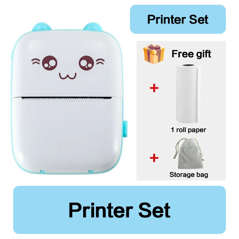 Mini 58mm Thermal Portable Printer BT Wireless 200dpi Mobile Label Photo Memo Wrong Question Printing USB Cable For Home No Ink