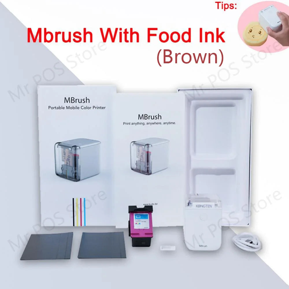 Mbrush Mini Portable Pattern Printer Handheld Color Inkjet Printer Tattoo Printer Cake Macaron Coffee DIY Pattern Printing