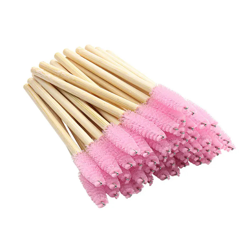 50pcs Professional Bamboo Handle Disposable Eyelash Brushes Eyebrow Extension Mascara Wands Applicator Women Female Makeup Tools