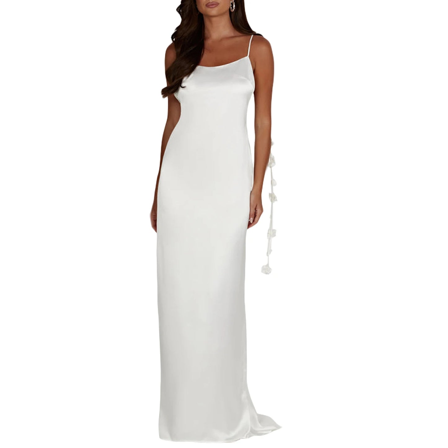 Puloru Elegant Flower Tassel Backless Long Dress Women Sleeveless Sling Wrap Party Pencil Dress Vintage Evening Night Vestidos