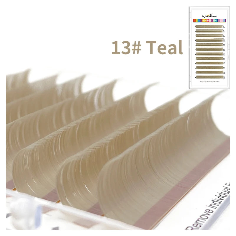NATUHANA Caramel Colored Lashes Extension Individual Faux Mink Colour False Eyelashes Brown Teal Mocha Lashes For Makeup Tools