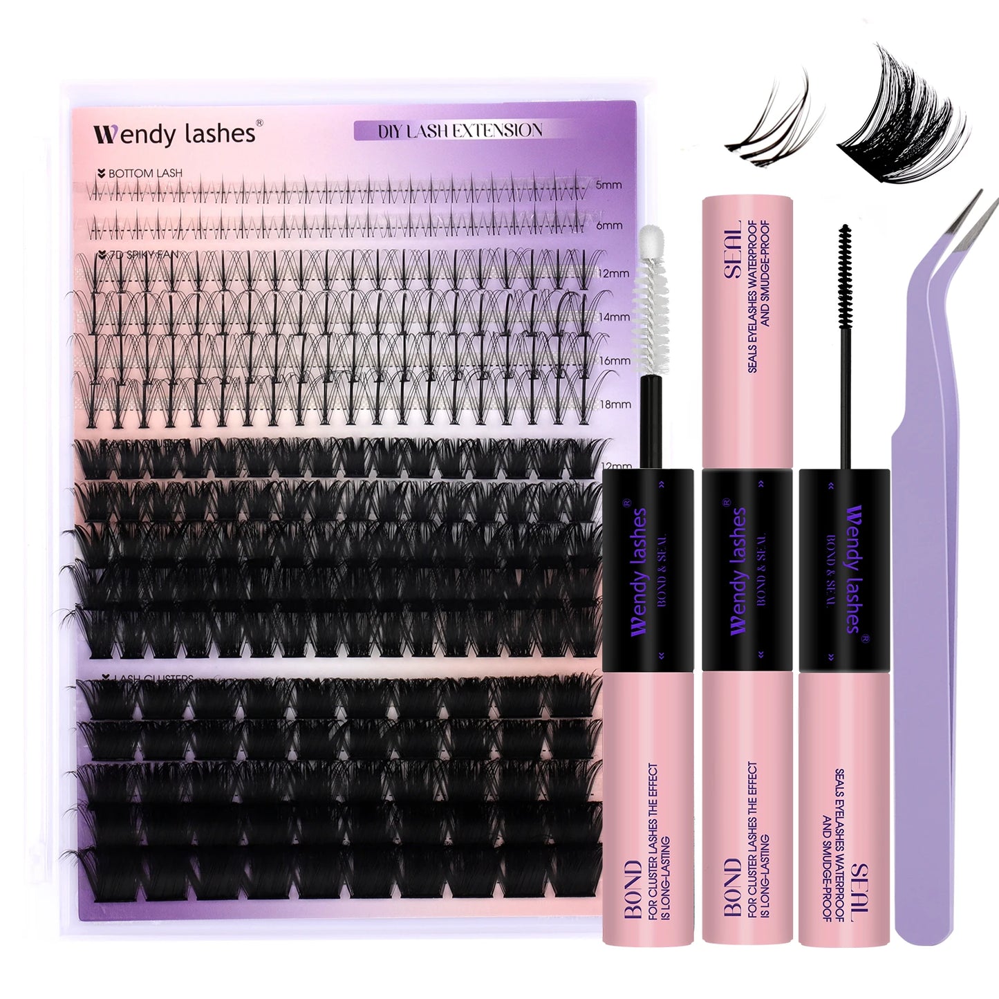 Lash Extension Kit 240pcs 30D/40D/60D/80D Bond and Seal Makeup tools DIY for gluing Lashes Gluing Glue Accessories DIY Lash KIT