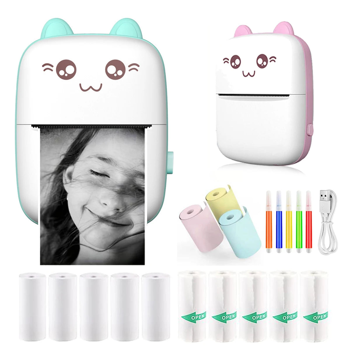 Mini HD Portable Label Thermal Printer Endurance Bluetooth Printer for Student Error Title Note Wrong Pocket Inkless Printing