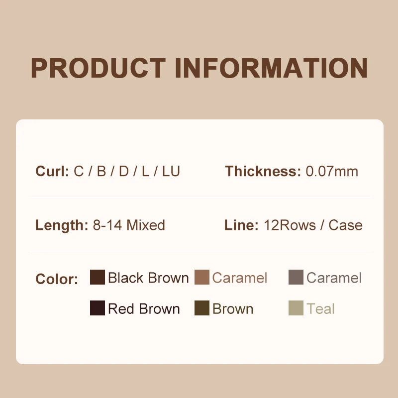 NATUHANA Caramel Colored Lashes Extension Individual Faux Mink Colour False Eyelashes Brown Teal Mocha Lashes For Makeup Tools