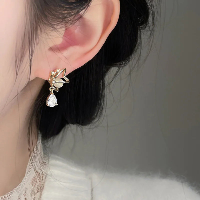 Butterfly Pearl Rhinestone Earrings