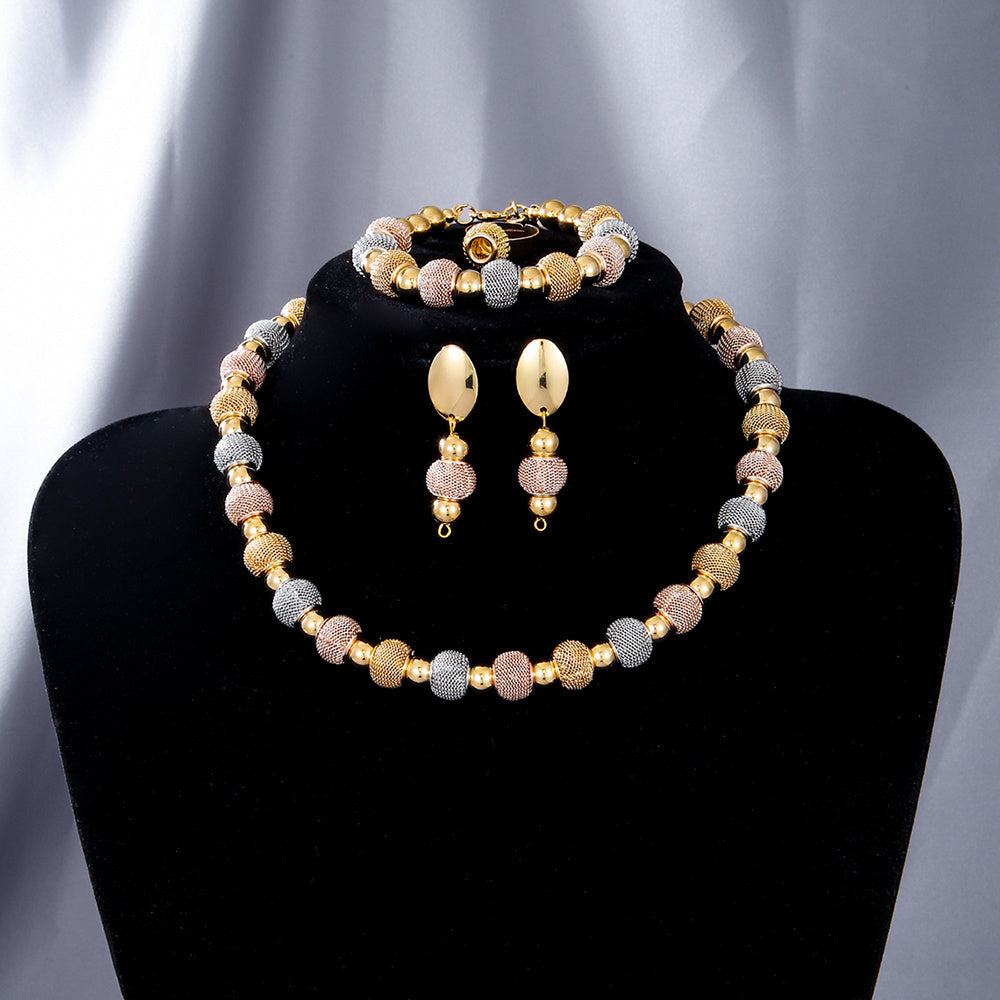 Fashion Contrast Large Round Bead Necklace