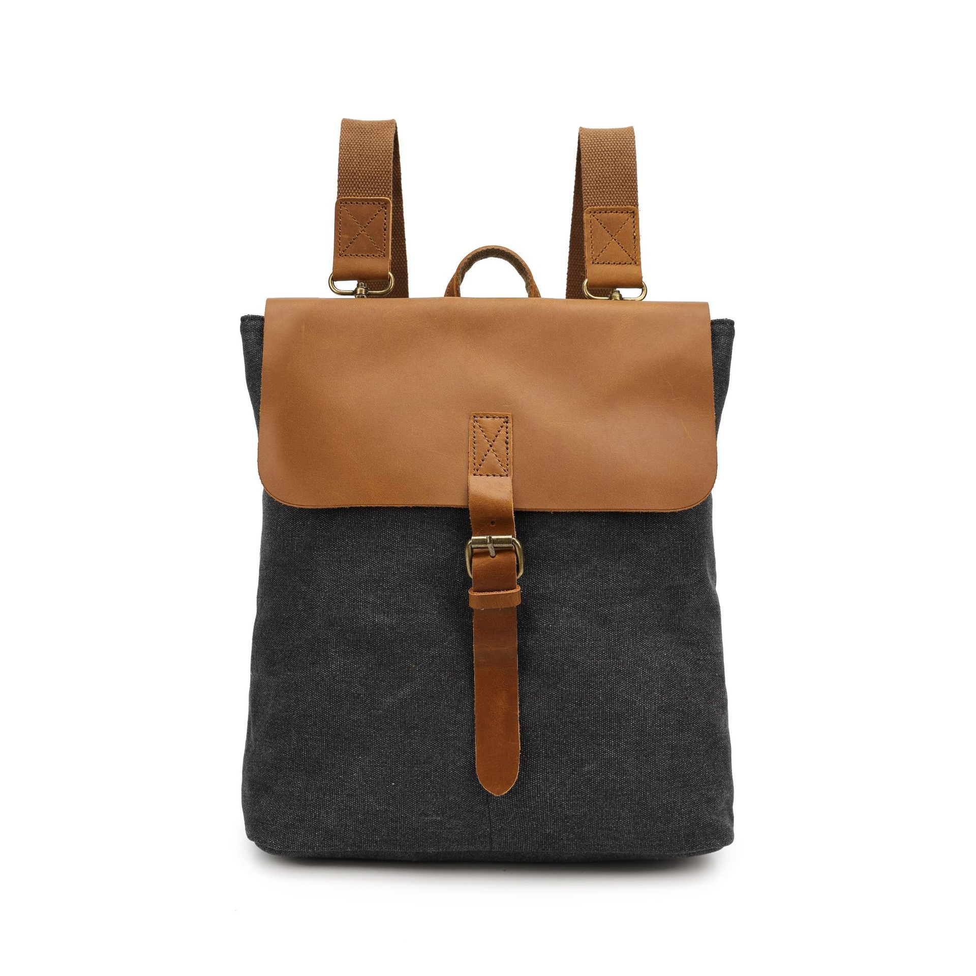 Crazy Horse Leather Casual Student Minimalist Backpack