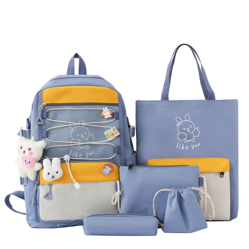 Backpack Lightweight And Large Capacity Student Schoolbag Four-piece Set