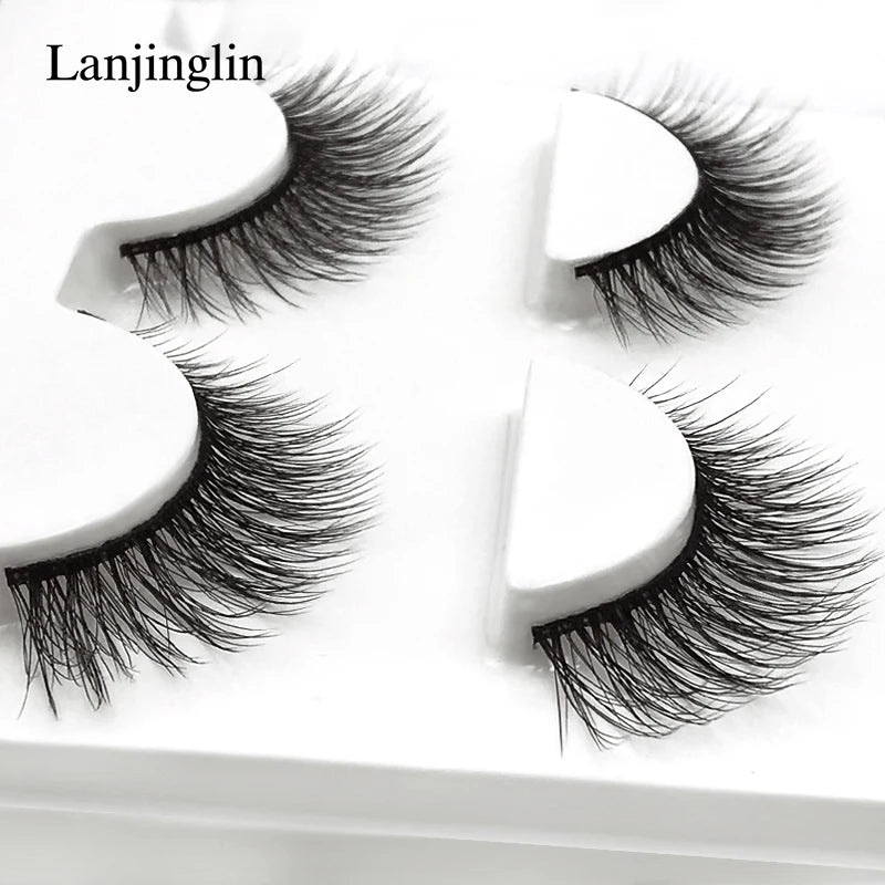 LANJINGLIN 3 pairs 29 styles 3D Faux Mink Hair Soft False Eyelashes Fluffy Wispy Thick Lashes Handmade Lash Eye Makeup Tools X11