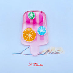 10 Pieces Of Acrylic Cute Mixed Fruit Popsicle Flat Back Scrapbook Kawaii DIY Jewelry Children Gift Hairpin Accessories A64