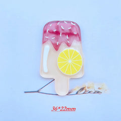 10 Pieces Of Acrylic Cute Mixed Fruit Popsicle Flat Back Scrapbook Kawaii DIY Jewelry Children Gift Hairpin Accessories A64