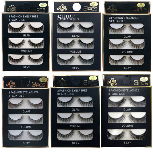 LANJINGLIN 3 pairs 29 styles 3D Faux Mink Hair Soft False Eyelashes Fluffy Wispy Thick Lashes Handmade Lash Eye Makeup Tools X11