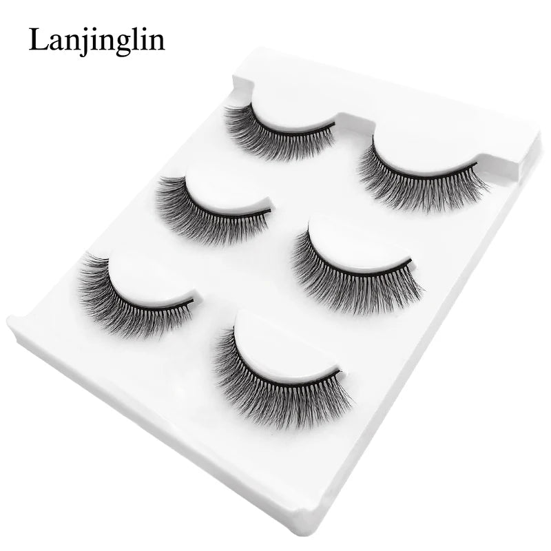 LANJINGLIN 3 pairs 29 styles 3D Faux Mink Hair Soft False Eyelashes Fluffy Wispy Thick Lashes Handmade Lash Eye Makeup Tools X11