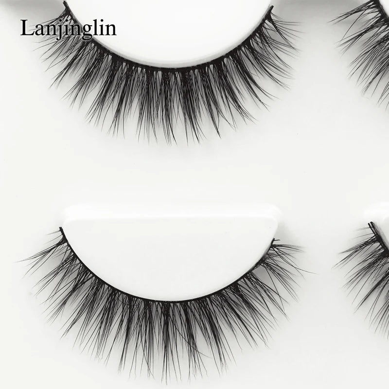 LANJINGLIN 3 pairs 29 styles 3D Faux Mink Hair Soft False Eyelashes Fluffy Wispy Thick Lashes Handmade Lash Eye Makeup Tools X11
