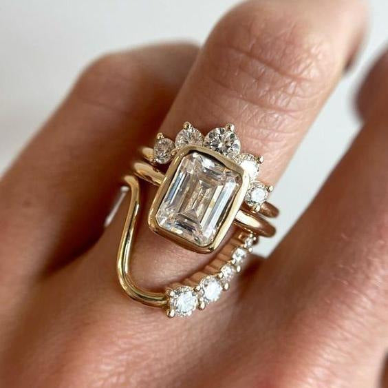 Heavy Industry Ring Classical Style Inlaid Zircon Advanced Sense