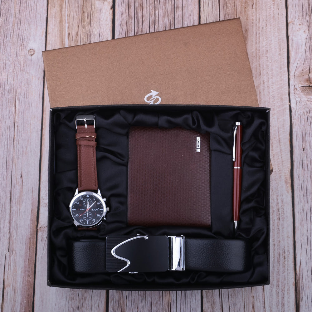 Casual All-matching Graceful Quartz Watch Belt Wallet Pen Tie
