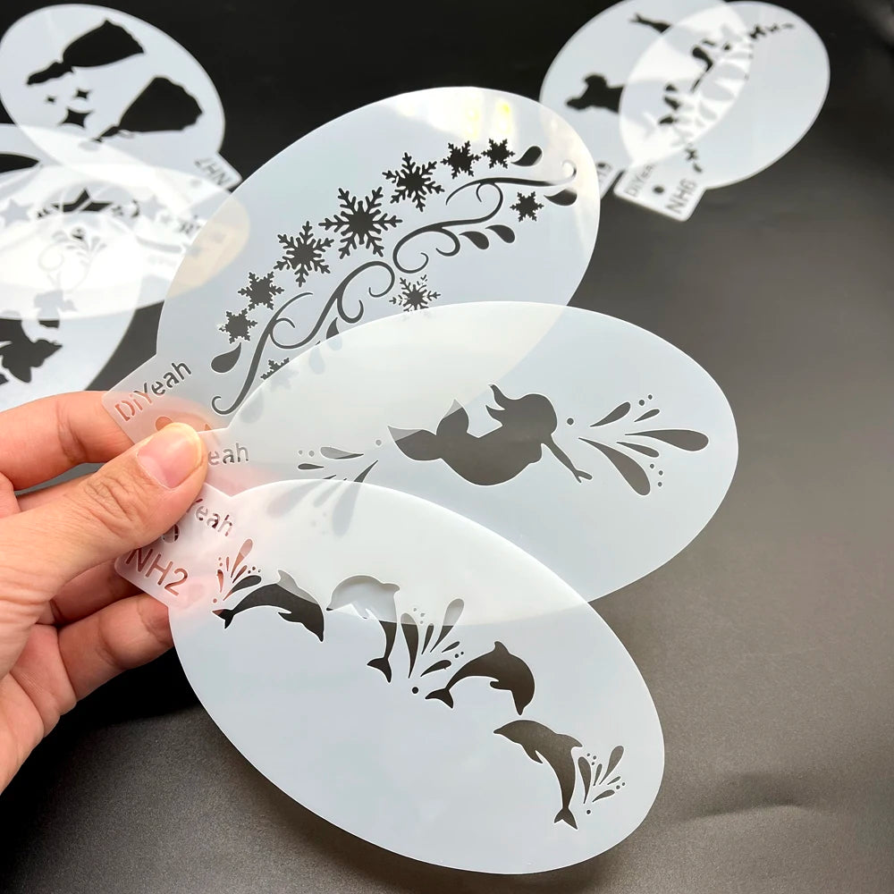 Face Painting Stencils Solid Outline Stencil Templates Professional Body Art Practice Makeup Tools Animale Rabbit Tiger 9PCS