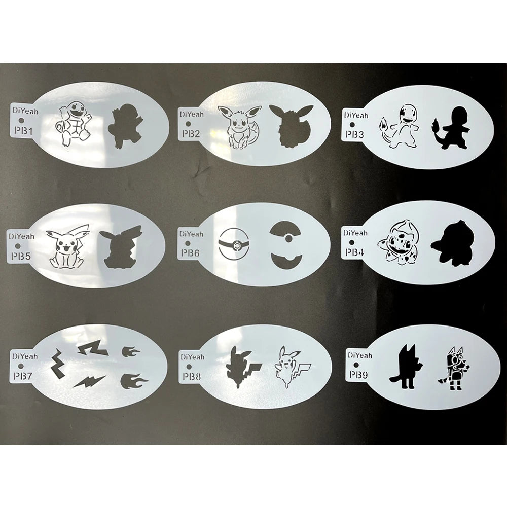 Face Painting Stencils Solid Outline Stencil Templates Professional Body Art Practice Makeup Tools Animale Rabbit Tiger 9PCS