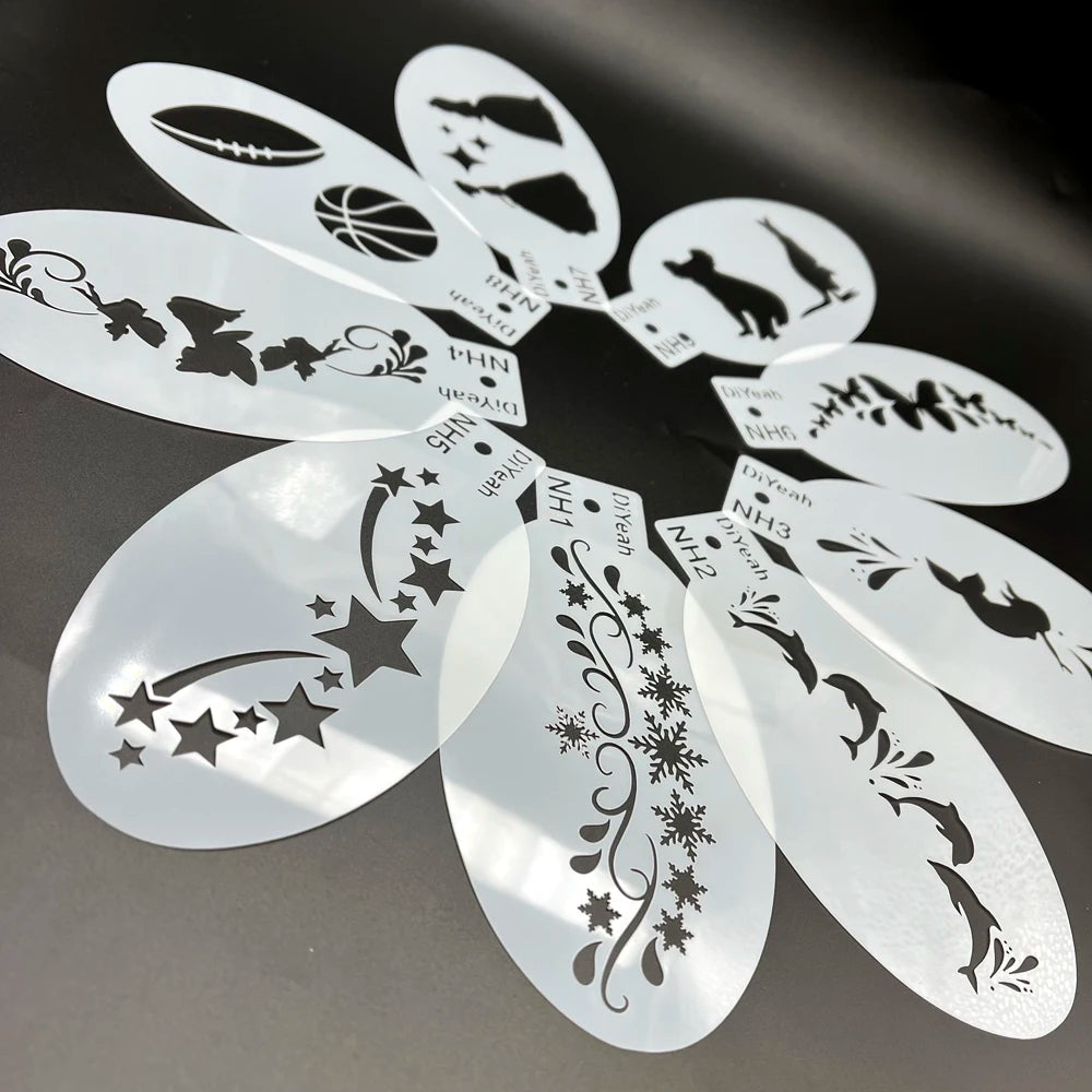 Face Painting Stencils Solid Outline Stencil Templates Professional Body Art Practice Makeup Tools Animale Rabbit Tiger 9PCS
