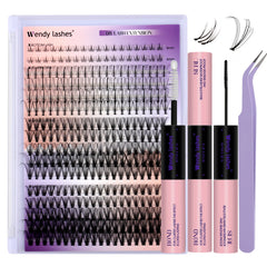 Lash Extension Kit 240pcs 30D/40D/60D/80D Bond and Seal Makeup tools DIY for gluing Lashes Gluing Glue Accessories DIY Lash KIT