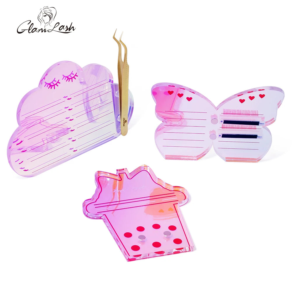 GLAMLASH 1Pc Eyelash Extension Holder Butterfly Acrylic Board For False Lash Display Pallet Makeup Tools