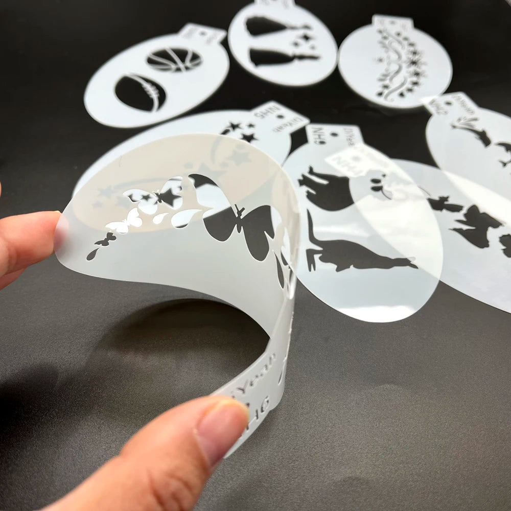Face Painting Stencils Solid Outline Stencil Templates Professional Body Art Practice Makeup Tools Animale Rabbit Tiger 9PCS