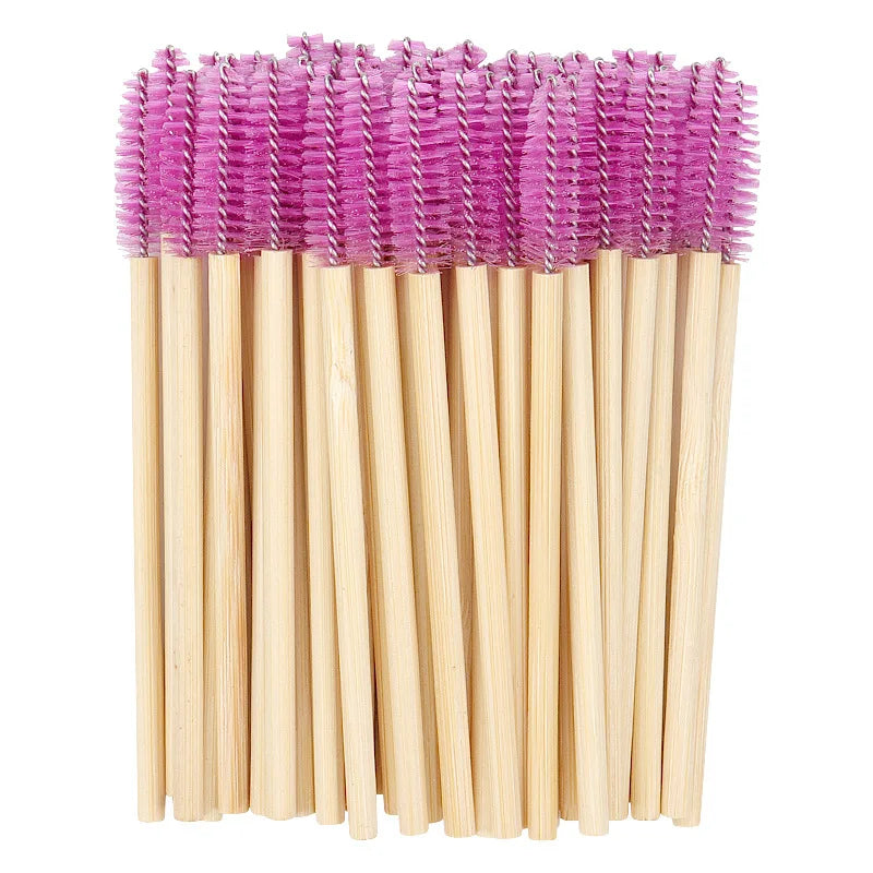 50pcs Professional Bamboo Handle Disposable Eyelash Brushes Eyebrow Extension Mascara Wands Applicator Women Female Makeup Tools